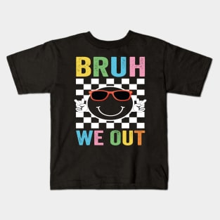 Bruh We Out I'm Leaving End School Retro Rainbow Sunglasses Kids T-Shirt